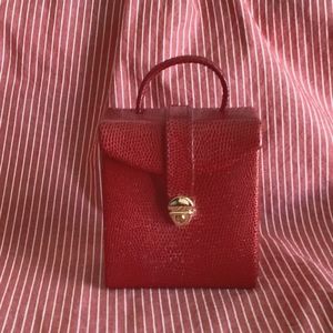 Jewelry travel case, red faux leather